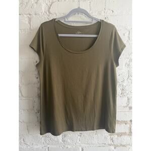 LOFT Olive Green Short Sleeve Crewneck Top Women’s Size XL